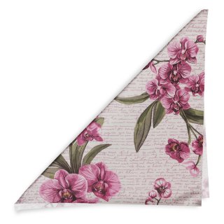 Bavlněný šátek Sandra SA-635 Růžovofialové orchideje na bílém - detail 1 - Biante.cz