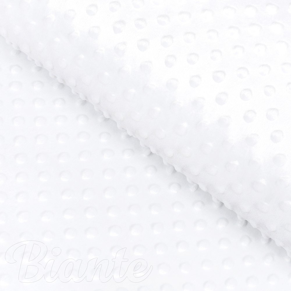 Dětská látka Minky 3D puntíky MKP-033 Sněhově bílá - šířka 150 cm - Biante.cz