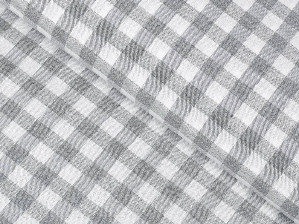 Dekorační látka Rebeka RE-019 Šedo-bílá kostka střední - šířka 140 cm - Biante.cz