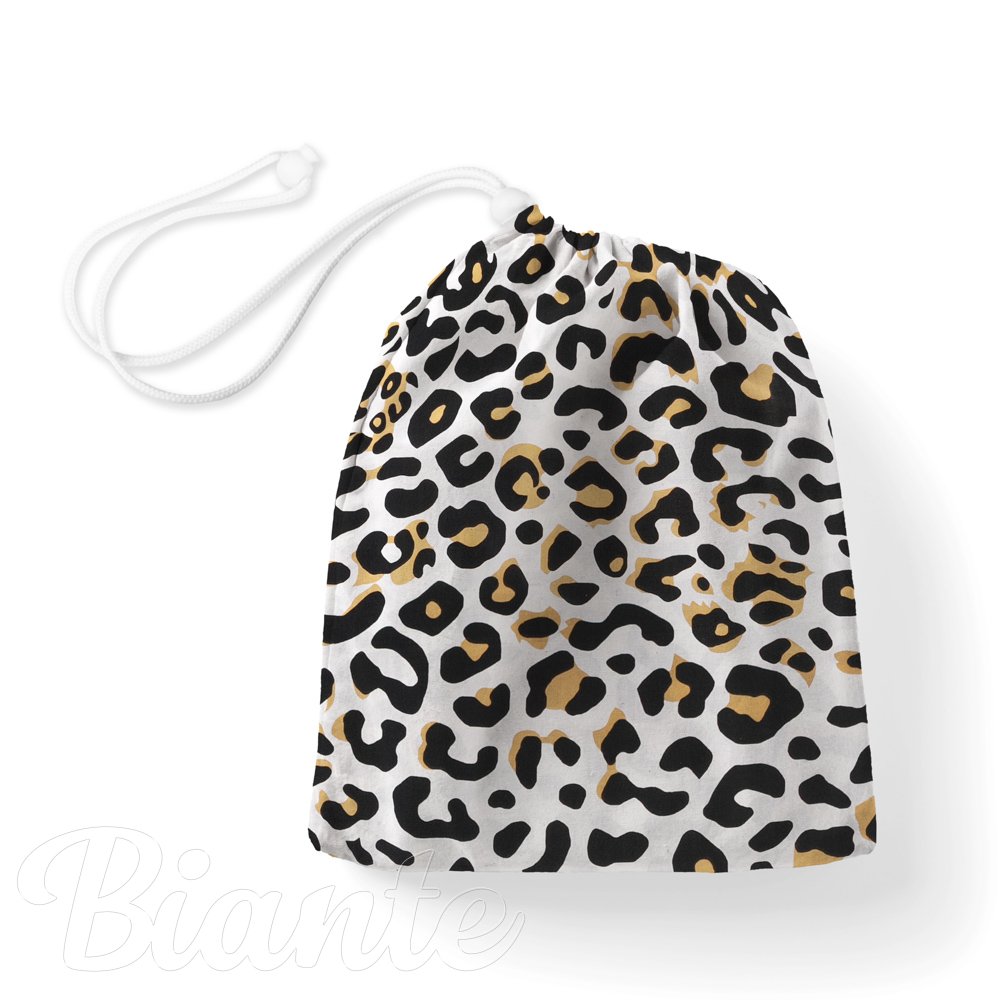 Bavlněný pytlík/sáček na přezůvky Sandra SA-409 Leopardí vzor na bílém - Biante.cz