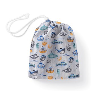 Bavlněný pytlík/sáček na přezůvky Sandra SA-673 Podmořský svět modrý - Biante.cz