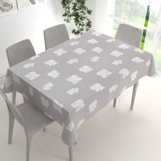 Dětský bavlněný obdélníkový ubrus Sandra SA-733 Zamilovaní lední medvědi na světle šedém - detail 1 - Biante.cz