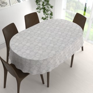 Dekorační oválný ubrus PML-071 Srdce s ornamenty na šedém - detail 1 - Biante.cz
