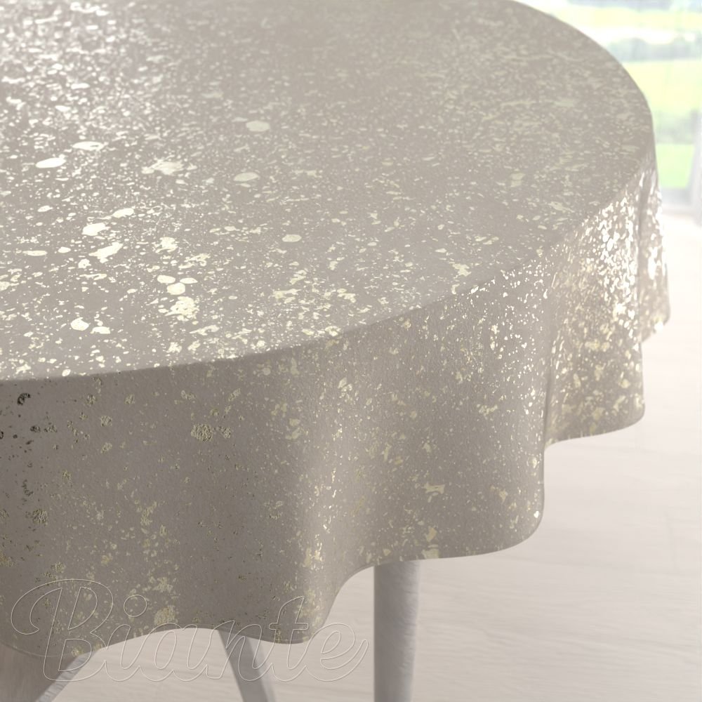 Velký sametový kulatý ubrus Isabela IBL-001 Gold Design krémový - Biante.cz