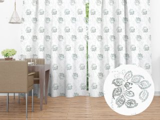 Bavlněný závěs na míru Sandra SA-089 Zelené popínavé květy na bílém - Biante.cz Bavlněný závěs na míru Sandra SA-089 Zelené popínavé květy na bílém - Biante.cz