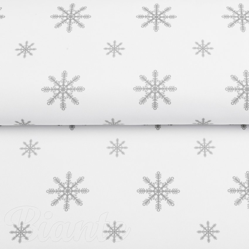Teflonová látka na ubrusy TF-112 Vánoční šedé vločky na bílém - šířka 155 cm - detail 6 - Biante.cz