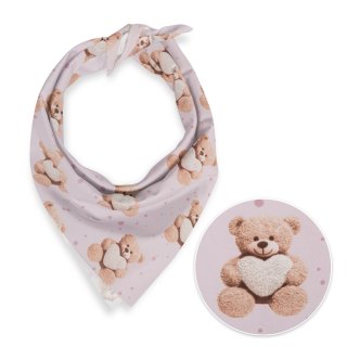 Detská bavlnená šatka Sandra SA-723 Medvedíky so srdiečkami na fialkovom - Biante.sk