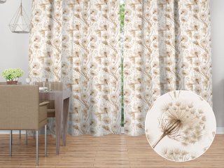 Bavlnený záves Sandra SA-518 Jesenné púpavy na bielom - Biante.sk