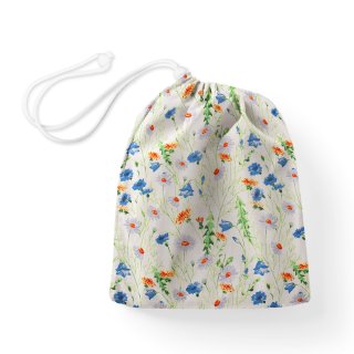 Bavlnený vak/vrecko na prezuvky Sandra SA-601 Margaréty a zvončeky na bielom - Biante.sk