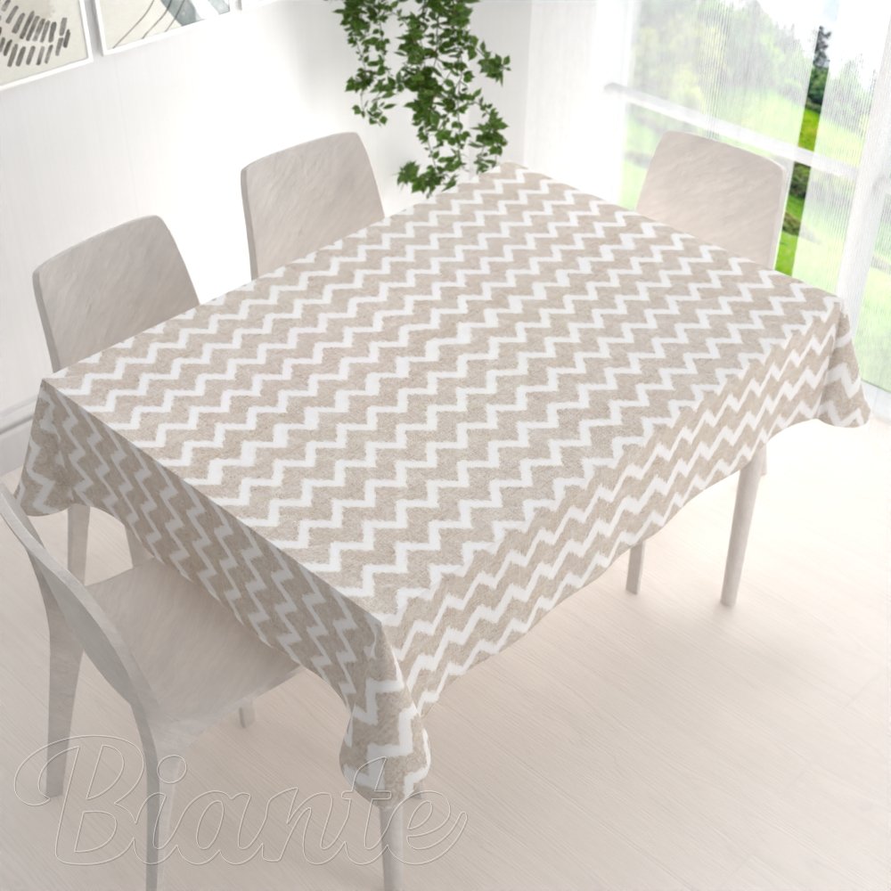 Velký dekorační obdélníkový ubrus Porto PRT-006 Režný cik-cak - detail 1 - Biante.cz