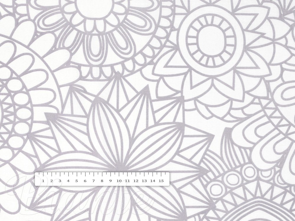 Bavlněná látka/plátno Sandra SA-365 Šedé mandaly na bílém - šířka 145 cm - detail 3 - Biante.cz Bavlněná látka/plátno Sandra SA-365 Šedé mandaly na bílém - šířka 145 cm - detail 3 - Biante.cz