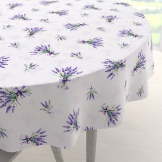 Teflonový kulatý ubrus TF-128 Snítky levandulí na bílém - Biante.cz Teflonový kulatý ubrus TF-128 Snítky levandulí na bílém - Biante.cz