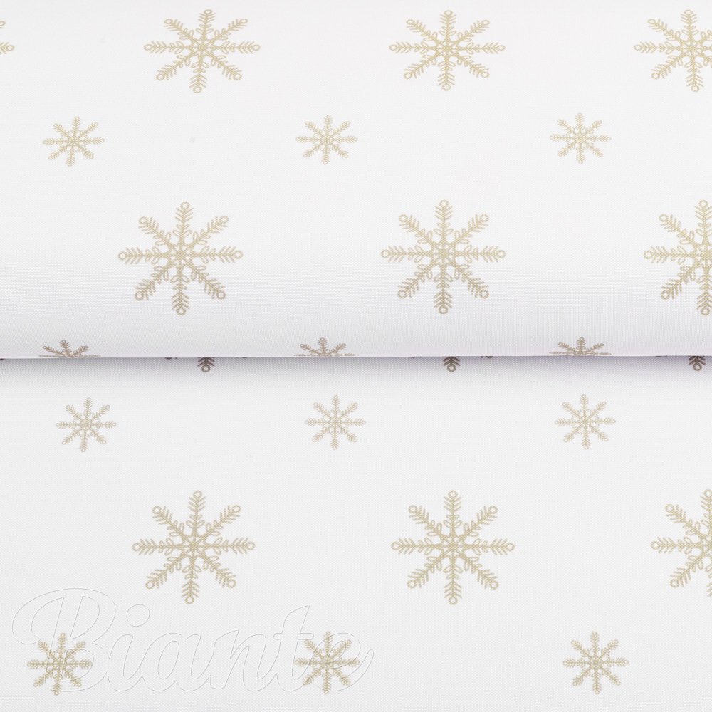 Teflonová látka na ubrusy TF-119 Vánoční béžové vločky na bílém - šířka 155 cm - detail 6 - Biante.cz