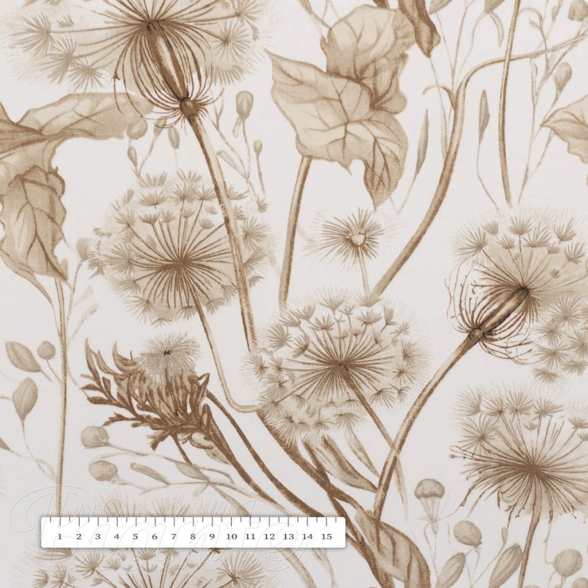 Bavlnená látka/plátno Sandra SA-518 Jesenné púpavy na bielom - šírka 160 cm - detail 3 - Biante.sk