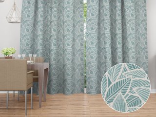 Dekorační závěs Leona LN-166 Bílé listy na modrozeleném - šířka 270 cm - Biante.cz Dekorační závěs Leona LN-166 Bílé listy na modrozeleném - šířka 270 cm - Biante.cz