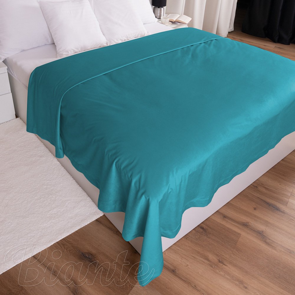 Sametový přehoz na postel Velvet Premium SVP-035 Tyrkysově modrý - detail 1 - Biante.cz