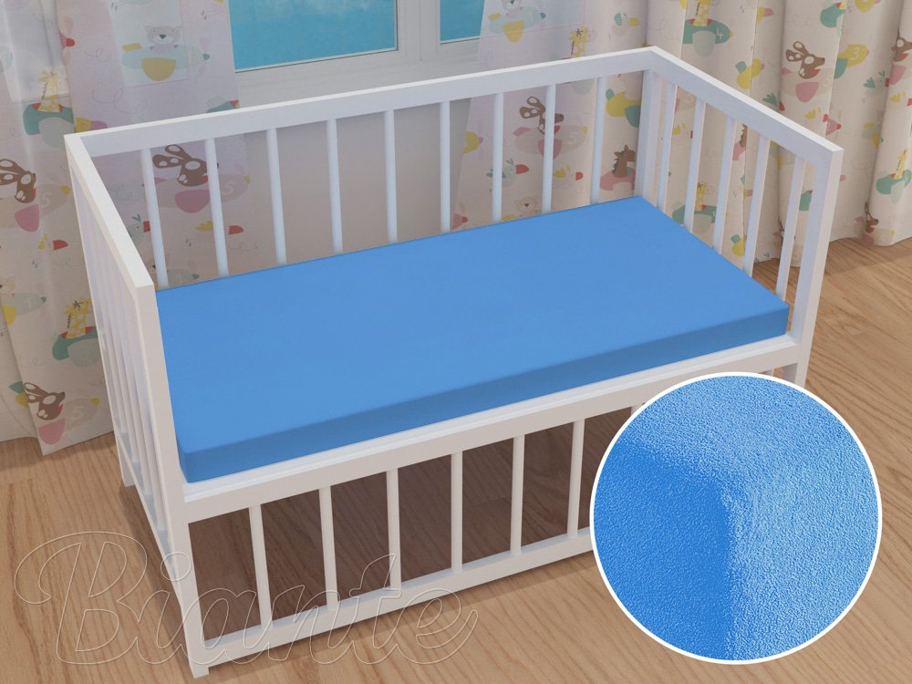 Dětské froté napínací prostěradlo do postýlky FR-015 Světle modré - Biante.cz Dětské froté napínací prostěradlo do postýlky FR-015 Světle modré - Biante.cz