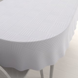 Dekorační oválný ubrus Monako PM-124 Pruhovaná šachovnice bílá - Biante.cz Dekorační oválný ubrus Monako PM-124 Pruhovaná šachovnice bílá - Biante.cz