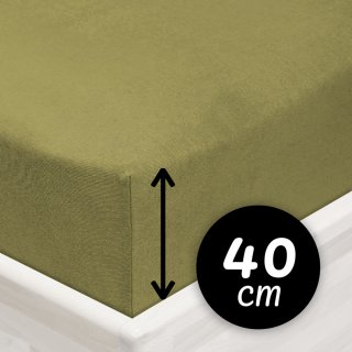 Jersey napínací prostěradlo na extra vysokou matraci JR-020 Olivové - Biante.cz