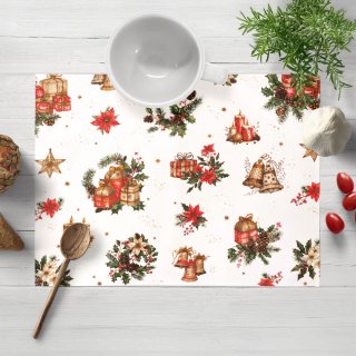 Vánoční bavlněné prostírání na stůl Sandra SA-515 Vánoční hvězdy a ozdoby na bílém - Biante.cz Vánoční bavlněné prostírání na stůl Sandra SA-515 Vánoční hvězdy a ozdoby na bílém - Biante.cz