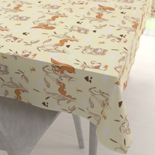 Detský bavlnený obdĺžnikový obrus Sandra SA-700 Veveričky a ježkovia na svetlo vanilkovom - Biante.sk Detský bavlnený obdĺžnikový obrus Sandra SA-700 Veveričky a ježkovia na svetlo vanilkovom - Biante.sk