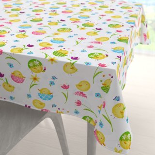 Bavlněný čtvercový ubrus Sandra SA-074 Žlutá kuřátka - Biante.cz Bavlněný čtvercový ubrus Sandra SA-074 Žlutá kuřátka - Biante.cz