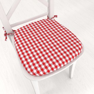 Oblý bavlnený podsedák Olivia OL-008 Červeno-biela kocka malá - 37x39x3 cm - Biante.sk