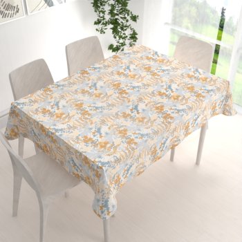 Sametový obdélníkový ubrus Tamara TMR-043 Hnědo-modré designové rostliny - detail 1 - Biante.cz Sametový obdélníkový ubrus Tamara TMR-043 Hnědo-modré designové rostliny - detail 1 - Biante.cz