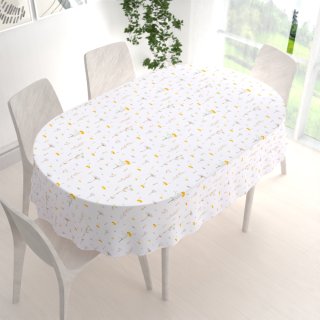 Bavlněný oválný ubrus Sandra SA-497 Žluté bylinky na bílém - detail 1 - Biante.cz Bavlněný oválný ubrus Sandra SA-497 Žluté bylinky na bílém - detail 1 - Biante.cz