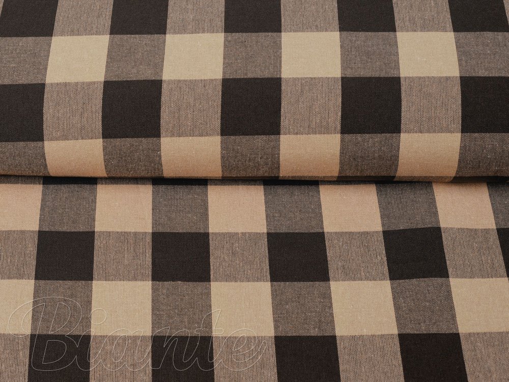 Bavlněná látka Olivia OL-017 Hnědo-béžová kostka velká - šířka 150 cm - detail 2 - Biante.cz Bavlněná látka Olivia OL-017 Hnědo-béžová kostka velká - šířka 150 cm - detail 2 - Biante.cz