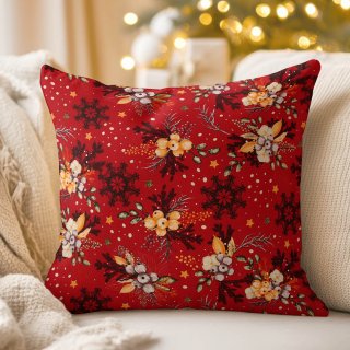 Bavlněný povlak na polštář Sandra SA-714 Vánoční cesmíny na červeném - Biante.cz Bavlněný povlak na polštář Sandra SA-714 Vánoční cesmíny na červeném - Biante.cz