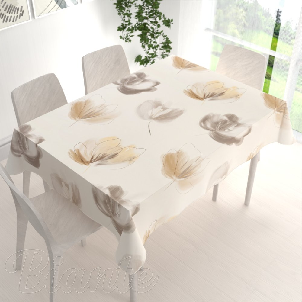 Dekorační obdélníkový ubrus PM-109 Akvarelové tulipány na krémovém - detail 1 - Biante.cz