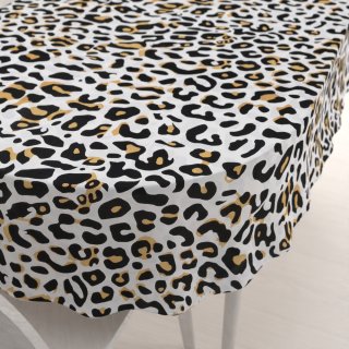 Bavlněný oválný ubrus Sandra SA-409 Leopardí vzor na bílém - Biante.cz