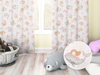 Dětský bavlněný závěs Sandra SA-527 Růžové mořské panny s delfíny a velrybami na bílém - Biante.cz Dětský bavlněný závěs Sandra SA-527 Růžové mořské panny s delfíny a velrybami na bílém - Biante.cz