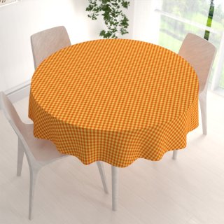 Bavlněný kulatý ubrus Olivia OL-006 Oranžovo-žlutá kostka malá - detail 1 - Biante.cz Bavlněný kulatý ubrus Olivia OL-006 Oranžovo-žlutá kostka malá - detail 1 - Biante.cz