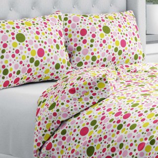 Bavlněné ložní povlečení Sandra SA-209 Růžové a žluté puntíky na bílém - Biante.cz Bavlněné ložní povlečení Sandra SA-209 Růžové a žluté puntíky na bílém - Biante.cz