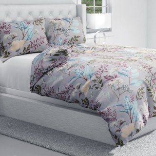 Bavlnené posteľné obliečky Sandra SA-621 Jesenné vetvičky na modrosivom - detail 1 - Biante.sk