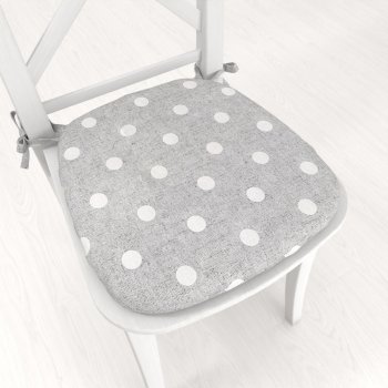 Oblý podsedák Porto PRT-018 Bílé puntíky na šedém režném - 39x37x3 cm - Biante.cz Oblý podsedák Porto PRT-018 Bílé puntíky na šedém režném - 39x37x3 cm - Biante.cz