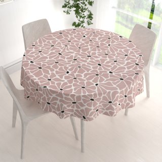 Bavlněný kulatý ubrus Sandra SA-483 Hnědorůžové designové květy na bílém - detail 1 - Biante.cz Bavlněný kulatý ubrus Sandra SA-483 Hnědorůžové designové květy na bílém - detail 1 - Biante.cz