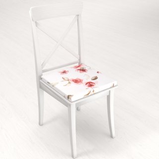 Teflónový štvorcový podsedák TF-023 Červené ruže na bielom - 38x38x3 cm - detail 1 - Biante.sk