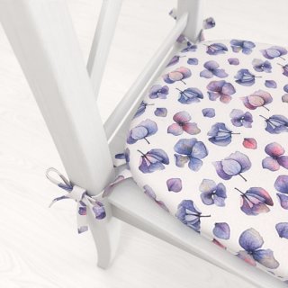 Oblý podsedák Porto PRT-024 Modré okvětní lístky na bílém - 39x37x3 cm - detail 1 - Biante.cz