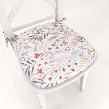 Oblý podsedák Leona LN-163 Podzimní větvičky na bílém - 39x37x3 cm - Biante.cz Oblý podsedák Leona LN-163 Podzimní větvičky na bílém - 39x37x3 cm - Biante.cz