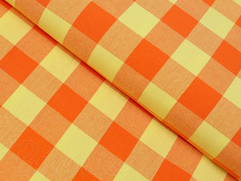 Bavlněná látka Olivia OL-003 Oranžovo-žlutá kostka velká - šířka 150 cm - Biante.cz