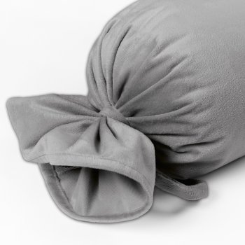 Sametový polštář válec bonbon Velvet Premium SVP-039 Šedý - detail 1 - Biante.cz