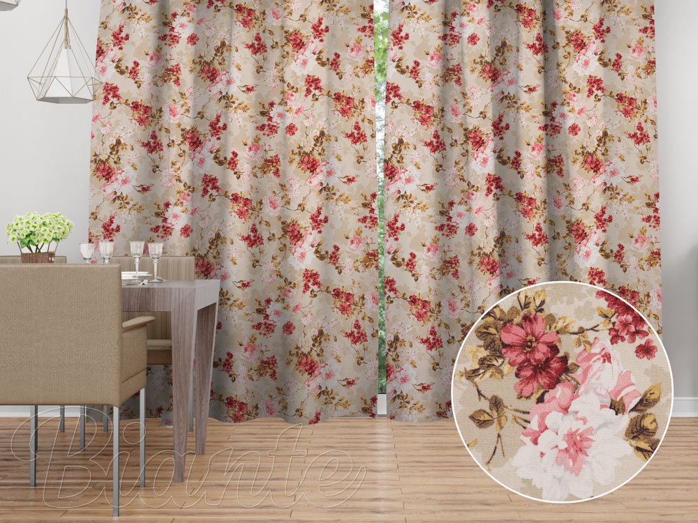 Dekorační závěs na míru Leona LN-167 Plané růže na béžovém - Biante.cz