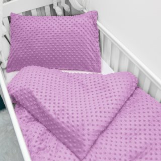 Dětské povlečení do postýlky Minky TOP 3D puntíky MKP-053 Fialová lila - Biante.cz