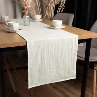 Lněný běhoun na stůl LEN-018 Krémově bílý - Biante.cz Lněný běhoun na stůl LEN-018 Krémově bílý - Biante.cz