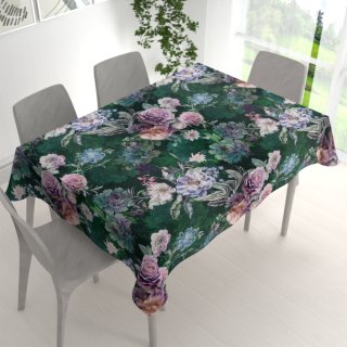 Dekoračný obdĺžnikový obrus Parma PM-114 Fialové kvety na tmavo zelenom - detail 1 - Biante.sk