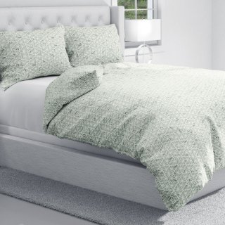 Bavlněné ložní povlečení Sandra SA-627 Pastelově zelená mozaika na bílém - detail 1 - Biante.cz