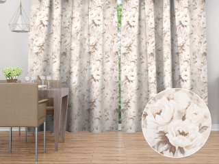 Bavlnený záves Sandra SA-519 Pivonky na béžovom - Biante.sk